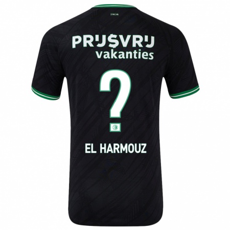 Kandiny Niño Camiseta Nassim El Harmouz #0 Negro Verde 2ª Equipación 2024/25 La Camisa Chile