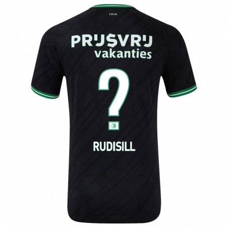 Kandiny Niño Camiseta Paulo Rudisill #0 Negro Verde 2ª Equipación 2024/25 La Camisa Chile