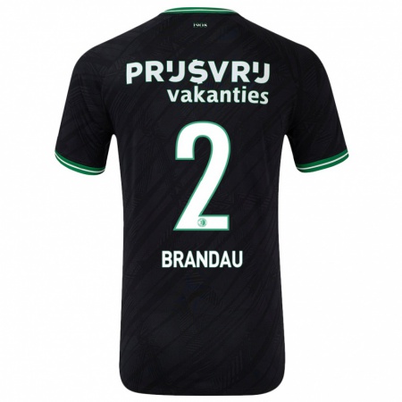 Kandiny Niño Camiseta Justine Brandau #2 Negro Verde 2ª Equipación 2024/25 La Camisa Chile