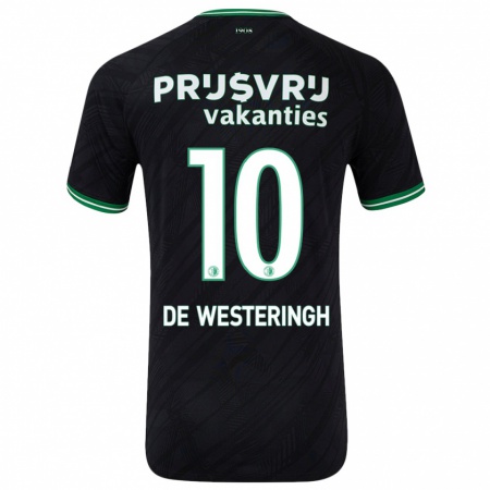 Kandiny Niño Camiseta Kirsten Van De Westeringh #10 Negro Verde 2ª Equipación 2024/25 La Camisa Chile