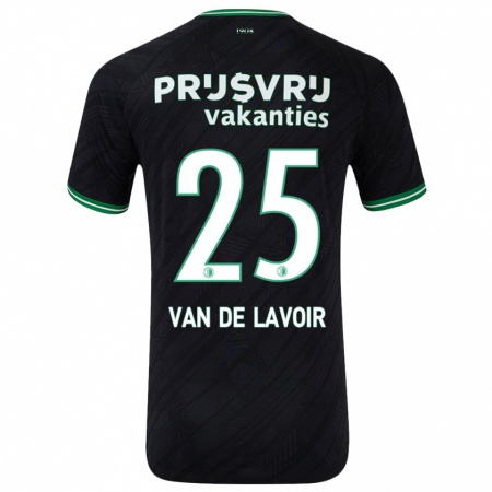 Kandiny Niño Camiseta Romeé Van De Lavoir #25 Negro Verde 2ª Equipación 2024/25 La Camisa Chile