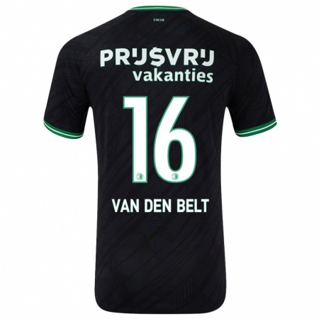 Kandiny Niño Camiseta Thomas Van Den Belt #16 Negro Verde 2ª Equipación 2024/25 La Camisa Chile