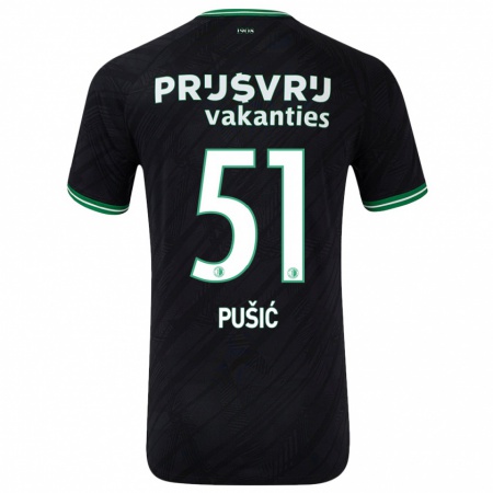 Kandiny Niño Camiseta Noah Pušić #51 Negro Verde 2ª Equipación 2024/25 La Camisa Chile