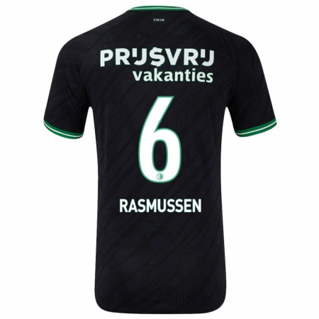 Kandiny Niño Camiseta Jacob Rasmussen #6 Negro Verde 2ª Equipación 2024/25 La Camisa Chile