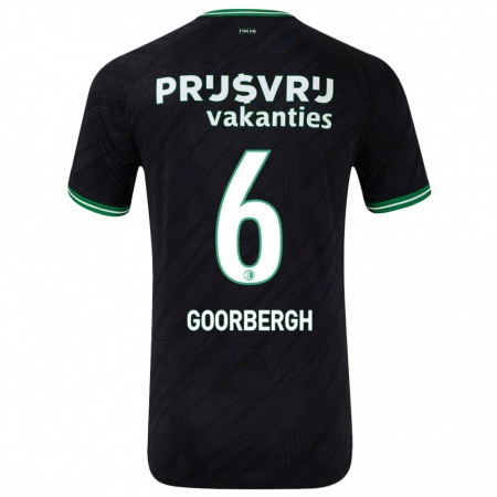 Kandiny Niño Camiseta Cheyenne Van Den Goorbergh #6 Negro Verde 2ª Equipación 2024/25 La Camisa Chile