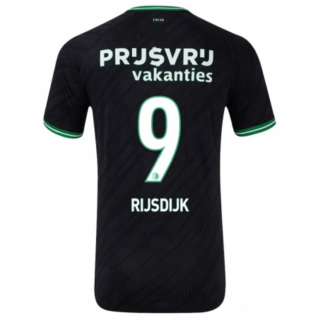 Kandiny Niño Camiseta Pia Rijsdijk #9 Negro Verde 2ª Equipación 2024/25 La Camisa Chile