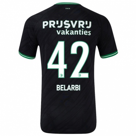 Kandiny Niño Camiseta Abdel Belarbi #42 Negro Verde 2ª Equipación 2024/25 La Camisa Chile