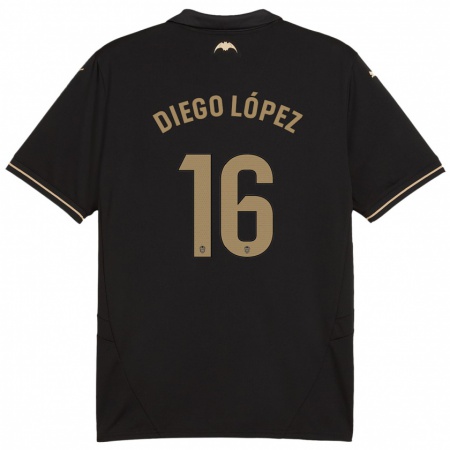 Kandiny Niño Camiseta Diego López #16 Negro 2ª Equipación 2024/25 La Camisa Chile