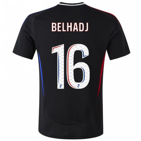 Kandiny Niño Camiseta Féerine Belhadj #16 Negro 2ª Equipación 2024/25 La Camisa Chile