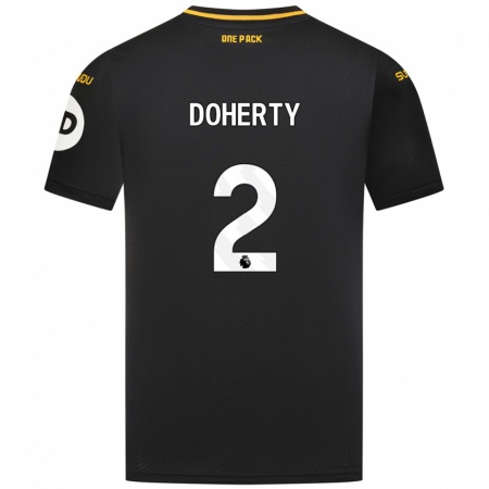 Kandiny Niño Camiseta Matt Doherty #2 Negro 2ª Equipación 2024/25 La Camisa Chile