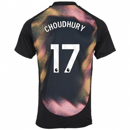 Kandiny Niño Camiseta Hamza Choudhury #17 Negro Blanco 2ª Equipación 2024/25 La Camisa Chile