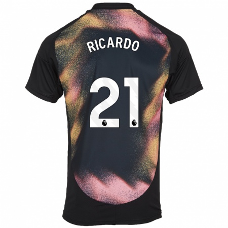 Kandiny Niño Camiseta Ricardo Pereira #21 Negro Blanco 2ª Equipación 2024/25 La Camisa Chile