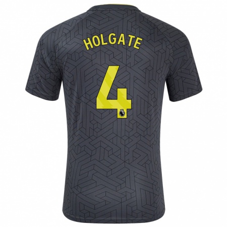 Kandiny Niño Camiseta Mason Holgate #4 Negro Amarillo 2ª Equipación 2024/25 La Camisa Chile