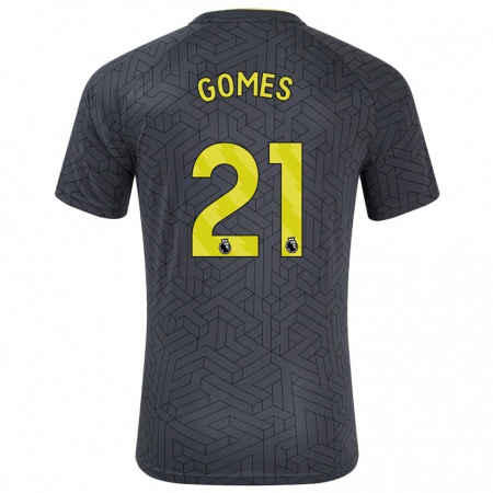 Kandiny Niño Camiseta André Gomes #21 Negro Amarillo 2ª Equipación 2024/25 La Camisa Chile