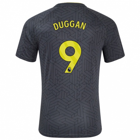 Kandiny Niño Camiseta Toni Duggan #9 Negro Amarillo 2ª Equipación 2024/25 La Camisa Chile