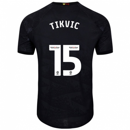 Kandiny Niño Camiseta Antonio Tikvic #15 Negro Blanco 2ª Equipación 2024/25 La Camisa Chile