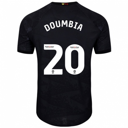 Kandiny Niño Camiseta Mamadou Doumbia #20 Negro Blanco 2ª Equipación 2024/25 La Camisa Chile