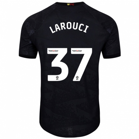 Kandiny Niño Camiseta Yasser Larouci #37 Negro Blanco 2ª Equipación 2024/25 La Camisa Chile