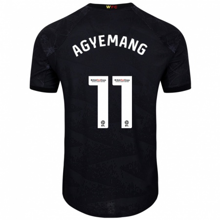 Kandiny Niño Camiseta Michelle Agyemang #11 Negro Blanco 2ª Equipación 2024/25 La Camisa Chile