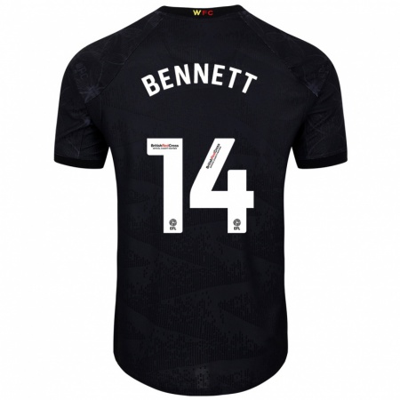 Kandiny Niño Camiseta Harley Bennett #14 Negro Blanco 2ª Equipación 2024/25 La Camisa Chile