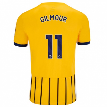 Kandiny Niño Camiseta Billy Gilmour #11 Dorado Azul Rayas 2ª Equipación 2024/25 La Camisa Chile