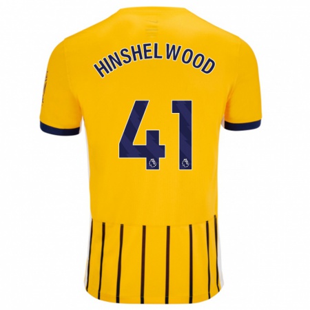 Kandiny Niño Camiseta Jack Hinshelwood #41 Dorado Azul Rayas 2ª Equipación 2024/25 La Camisa Chile