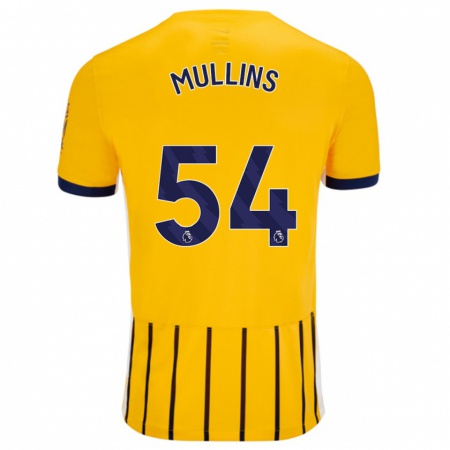 Kandiny Niño Camiseta Jamie Mullins #54 Dorado Azul Rayas 2ª Equipación 2024/25 La Camisa Chile