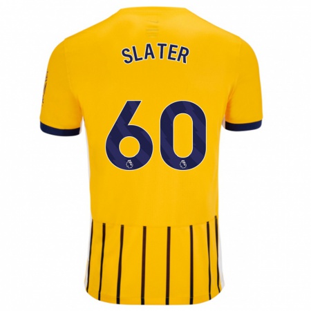 Kandiny Niño Camiseta Jacob Slater #60 Dorado Azul Rayas 2ª Equipación 2024/25 La Camisa Chile