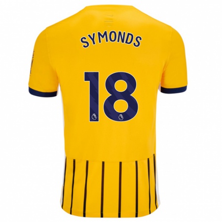 Kandiny Niño Camiseta Maisie Symonds #18 Dorado Azul Rayas 2ª Equipación 2024/25 La Camisa Chile