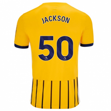 Kandiny Niño Camiseta Ben Jackson #50 Dorado Azul Rayas 2ª Equipación 2024/25 La Camisa Chile