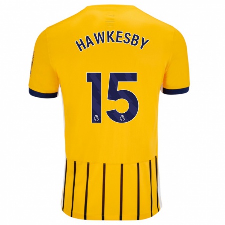 Kandiny Niño Camiseta Mackenzie Hawkesby #15 Dorado Azul Rayas 2ª Equipación 2024/25 La Camisa Chile