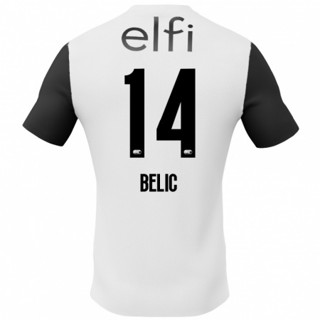 Kandiny Niño Camiseta Kristijan Belic #14 Blanco Negro 2ª Equipación 2024/25 La Camisa Chile