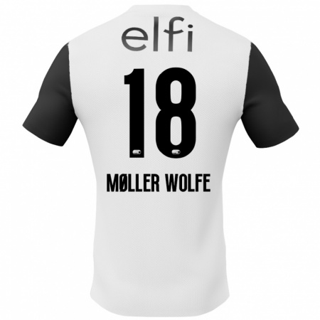 Kandiny Niño Camiseta David Møller Wolfe #18 Blanco Negro 2ª Equipación 2024/25 La Camisa Chile