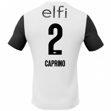 Kandiny Niño Camiseta Ginia Caprino #2 Blanco Negro 2ª Equipación 2024/25 La Camisa Chile