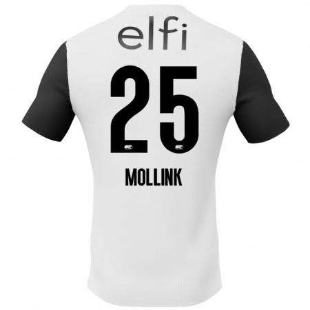 Kandiny Niño Camiseta Yaël Mollink #25 Blanco Negro 2ª Equipación 2024/25 La Camisa Chile