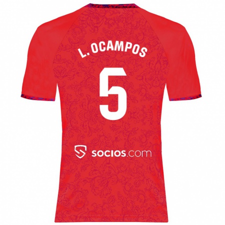 Kandiny Niño Camiseta Lucas Ocampos #5 Rojo 2ª Equipación 2024/25 La Camisa Chile