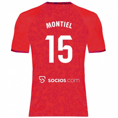 Kandiny Niño Camiseta Gonzalo Montiel #15 Rojo 2ª Equipación 2024/25 La Camisa Chile