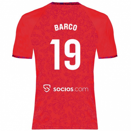 Kandiny Niño Camiseta Valentín Barco #19 Rojo 2ª Equipación 2024/25 La Camisa Chile