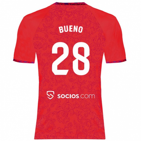 Kandiny Niño Camiseta Manu Bueno #28 Rojo 2ª Equipación 2024/25 La Camisa Chile