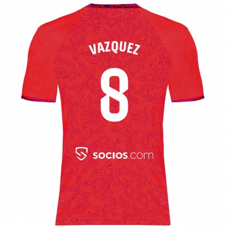 Kandiny Niño Camiseta Manolo Vázquez #8 Rojo 2ª Equipación 2024/25 La Camisa Chile