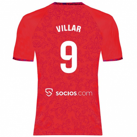 Kandiny Niño Camiseta Iker Villar #9 Rojo 2ª Equipación 2024/25 La Camisa Chile