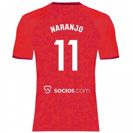 Kandiny Niño Camiseta Mario Naranjo #11 Rojo 2ª Equipación 2024/25 La Camisa Chile