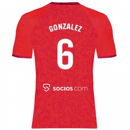 Kandiny Niño Camiseta Pamela González #6 Rojo 2ª Equipación 2024/25 La Camisa Chile