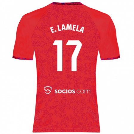 Kandiny Niño Camiseta Erik Lamela #17 Rojo 2ª Equipación 2024/25 La Camisa Chile