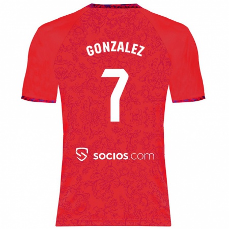 Kandiny Niño Camiseta Juan González #7 Rojo 2ª Equipación 2024/25 La Camisa Chile