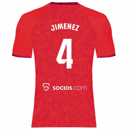 Kandiny Niño Camiseta Diego Jiménez #4 Rojo 2ª Equipación 2024/25 La Camisa Chile