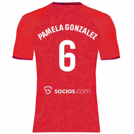 Kandiny Niño Camiseta Cinthia Pamela González Medina #6 Rojo 2ª Equipación 2024/25 La Camisa Chile