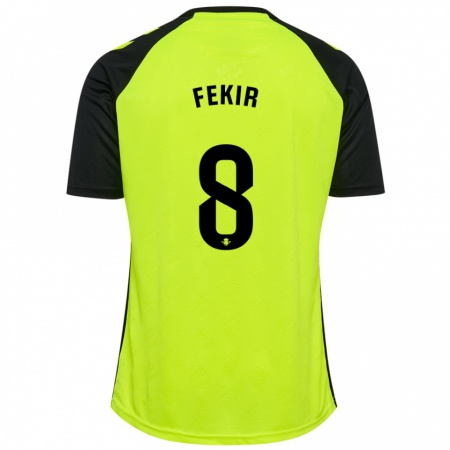 Kandiny Niño Camiseta Nabil Fekir #8 Amarillo Fluorescente Negro 2ª Equipación 2024/25 La Camisa Chile