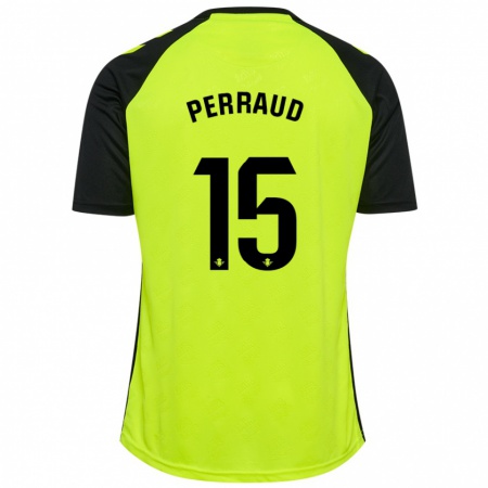 Kandiny Niño Camiseta Romain Perraud #15 Amarillo Fluorescente Negro 2ª Equipación 2024/25 La Camisa Chile