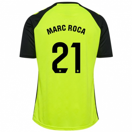 Kandiny Niño Camiseta Marc Roca #21 Amarillo Fluorescente Negro 2ª Equipación 2024/25 La Camisa Chile